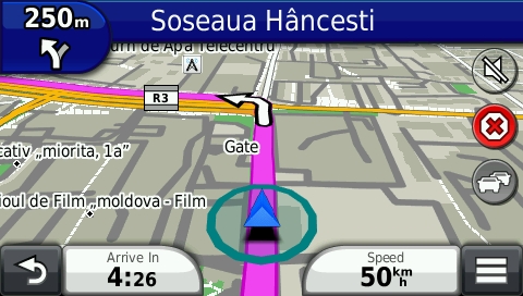 screenshot from GPS showing map of Eastern Europe