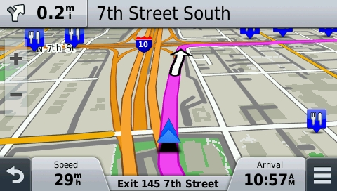 screenshot from GPS showing map of United States West