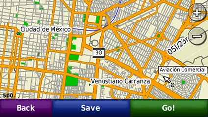 screenshot from GPS showing map of Mexico