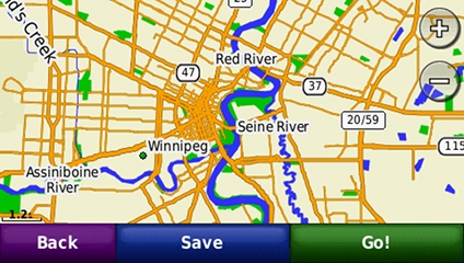 screenshot from GPS showing map of Canada