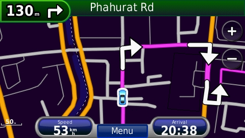 screenshot from GPS showing map of Thailand