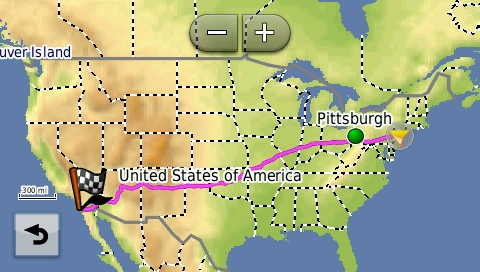 screenshot from GPS showing map of United States