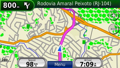 screenshot from GPS showing map of Brazil